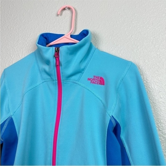 North Face Polartec Fleece Jacket Light Blue Pink Full Zip Small Transitional - Picture 4 of 13